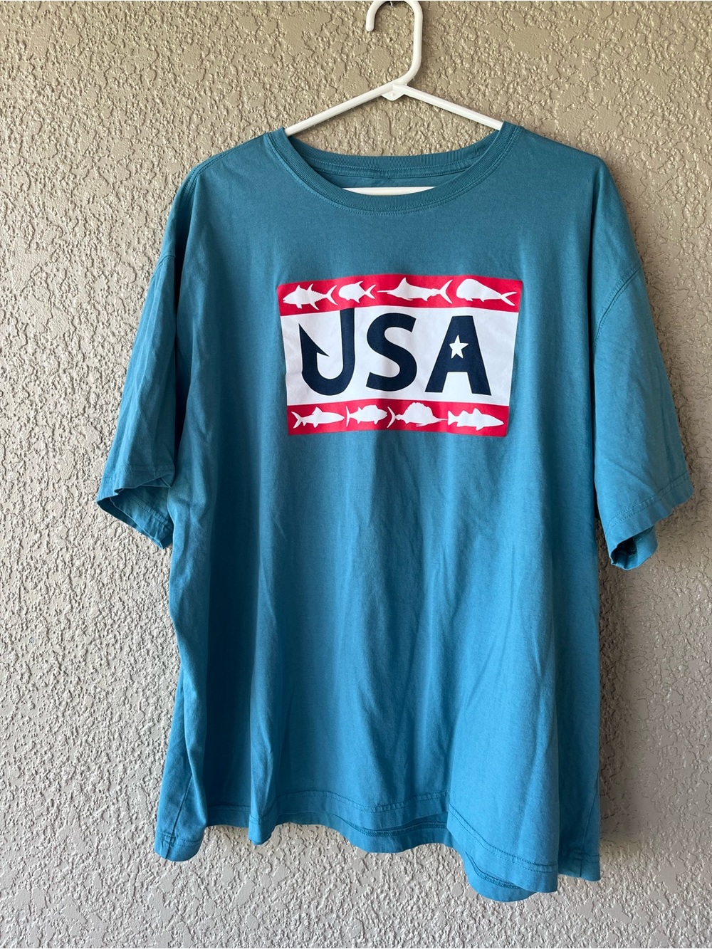 Columbia Teal USA Fish Graphic Short Sleeve Tee